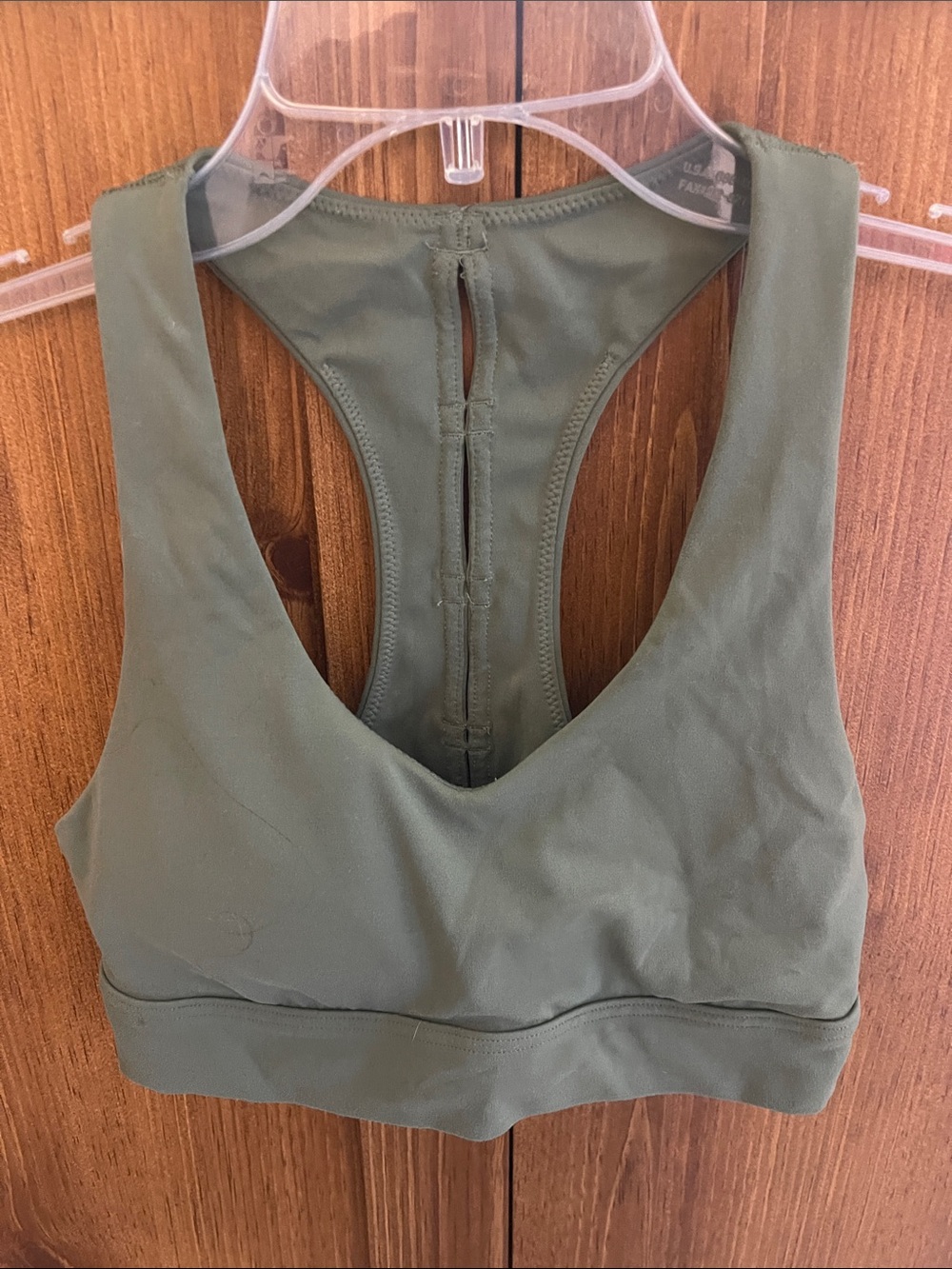 Racerback Olive Sports Bra with Adjustable Back Closure